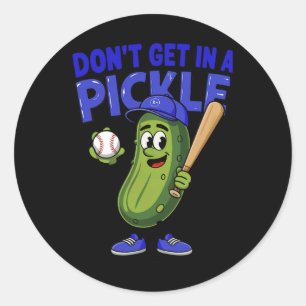 Don't Get In A Pickle Funny Sell Retro Humour Sell Classic Round Sticker