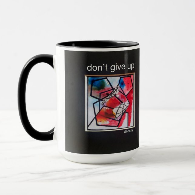 "don't give up" Beverage Mug (Left)