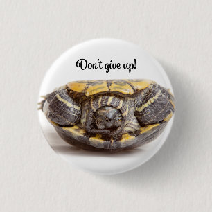 Don't Give Up Upside Down Turtle Encouragement 3 Cm Round Badge