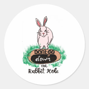 Dont Go Down The Rabbit Hole Womens Red Classic Round Sticker