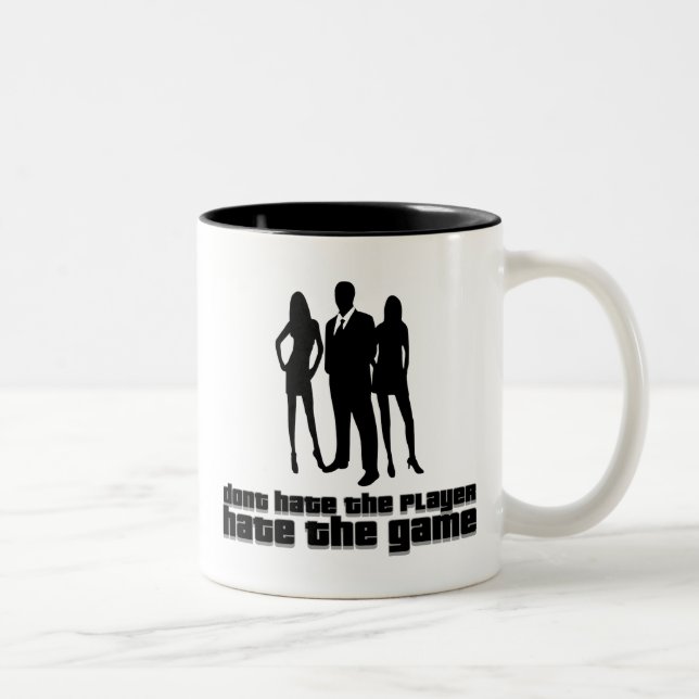 dont hate the player, hate the game Two-Tone coffee mug (Right)