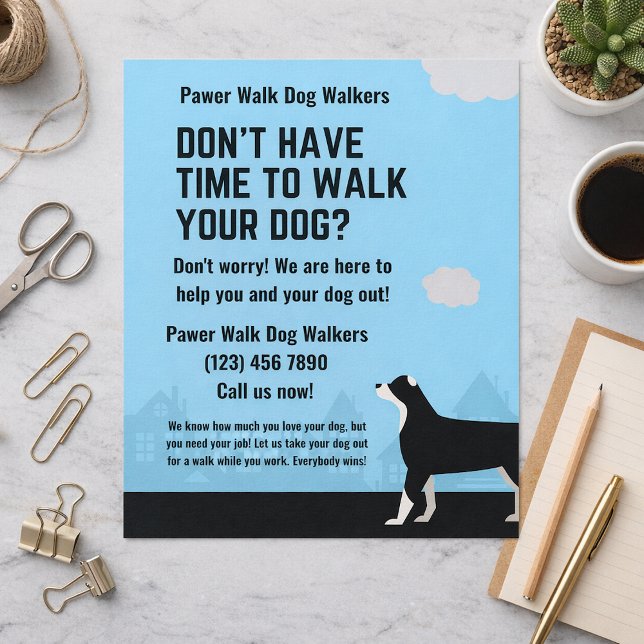 Don't Have Time To Walk Your Dog Walker blue Flyer (Creator Uploaded)