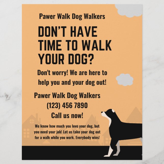 Don't Have Time To Walk Your Dog Walker Flyer (Front)