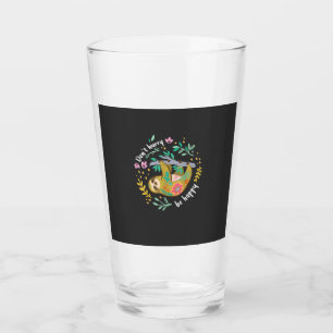 Don't Hurry Be Happy, Cute Lazy Funny Sloth T-Shir Glass