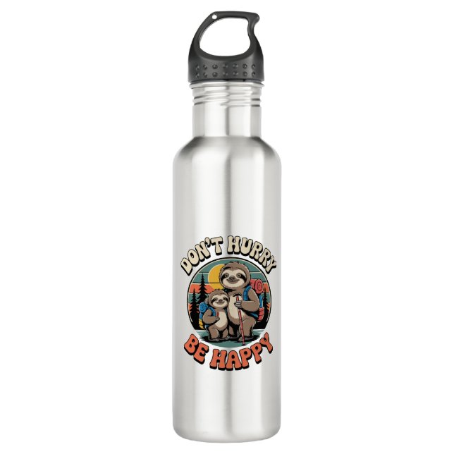 Don't Hurry, Be Happy Sloth Hiking Team 710 Ml Water Bottle (Front)