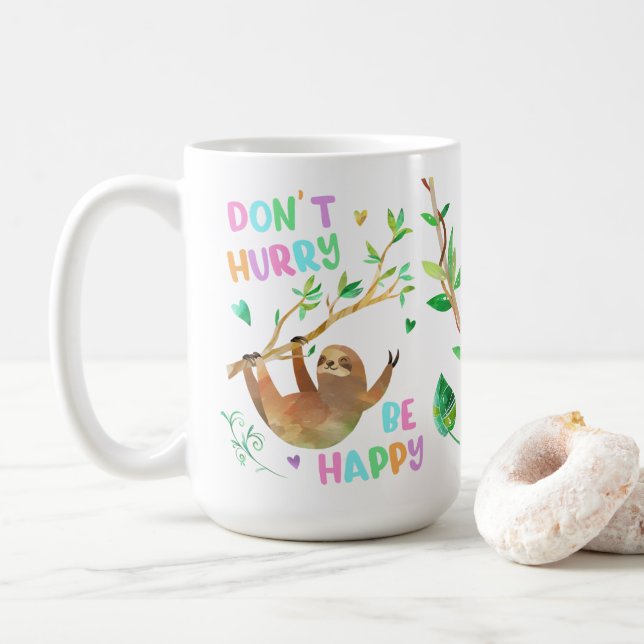 Don't Hurry Be Happy Sloth Mug (With Donut)