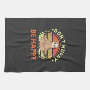 Dont Hurry Be Happy Sloth Yoga Men Women Funny Slo Tea Towel