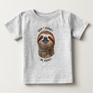 Don't Hurry Be Happy Smiling Sloth Baby T-Shirt