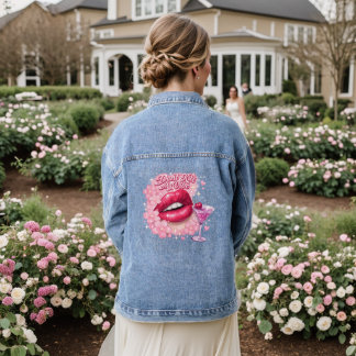Don't Kill My Vibe Pink Lips Y2K Coquette Denim Ja Jacket