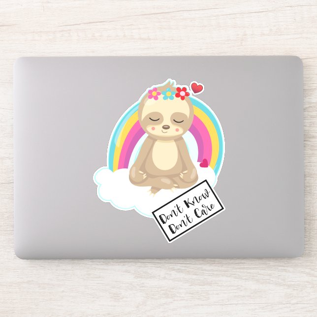 Don't Know Don't Care Text - Cute Meditating Sloth (Computer)
