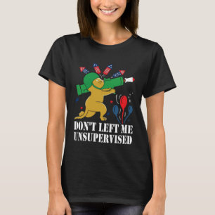 Dont left me unsupervised 4th of july cat with fir T-Shirt
