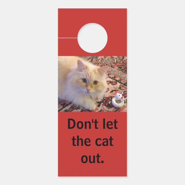 Don't let the cat out. door hanger (Front)