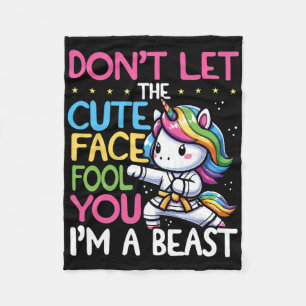 Don't Let The Cute Face Fool You Unicorn Karate Gi Fleece Blanket