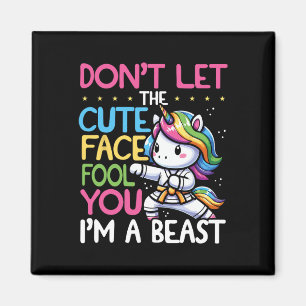 Don't Let The Cute Face Fool You Unicorn Karate Gi Magnet
