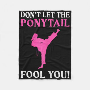 Don't Let The Ponytail Fool You Karate Fighter Mar Fleece Blanket