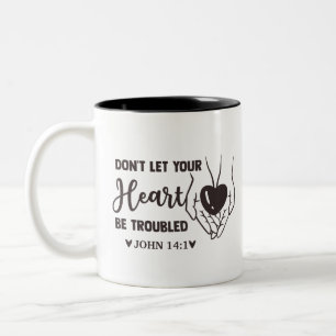 dont let your heart be troubled Two-Tone coffee mug