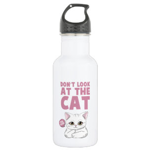 Don't Look At The Cat – Funny White Cat 532 Ml Water Bottle