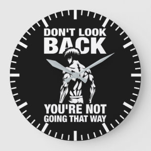 Don't Look Back - Anime Bodybuilding Gym Workout Large Clock