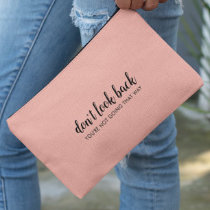 Don't Look Back   Modern Uplifting Peachy Pink Accessory Pouch