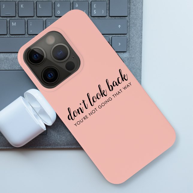 Don't Look Back | Modern Uplifting Peachy Pink iPhone Case (Creator Uploaded)