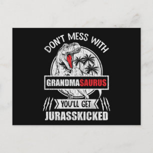 Don't Mess With Grandma Saurus Dinosaur Family Mum Postcard