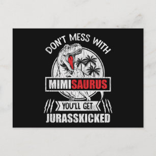 Don't Mess With Mimi Saurus Dinosaur Family Mother Postcard
