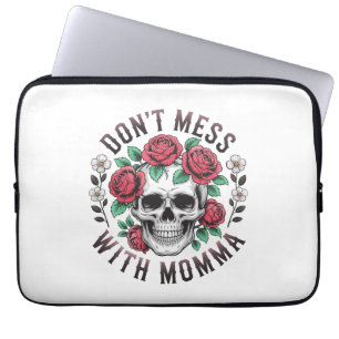 Don't Mess With Momma Floral Skull Laptop Sleeve