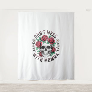 Don't Mess With Momma Floral Skull Tapestry