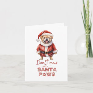 'Don't mess with Santa Paws" cute dog lover  Holiday Card