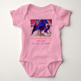 Don't Mess With The Bull Baby Girl Pink One Piece Baby Bodysuit