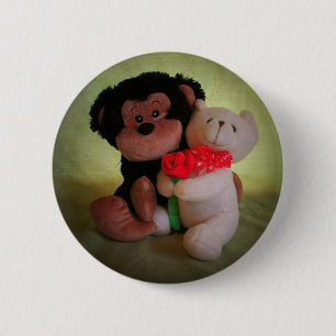 Don't monkey with my teddy bear 6 cm round badge