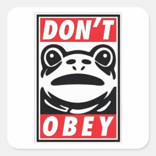Don't Obey Funny Frog Resist No King USA Square Sticker