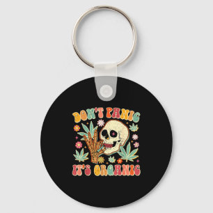 Don't Panic It's Organic Weed Skull  Key Ring