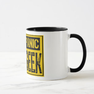 Don't Panic Sign- Im A Geek -Yellow/Black Mug