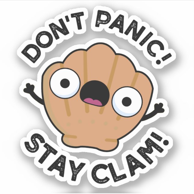Don't Panic Stay Clam Funny Animal Pun  (Front)