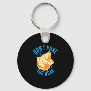 Don't poke the grizzly bear funny retro bear key ring