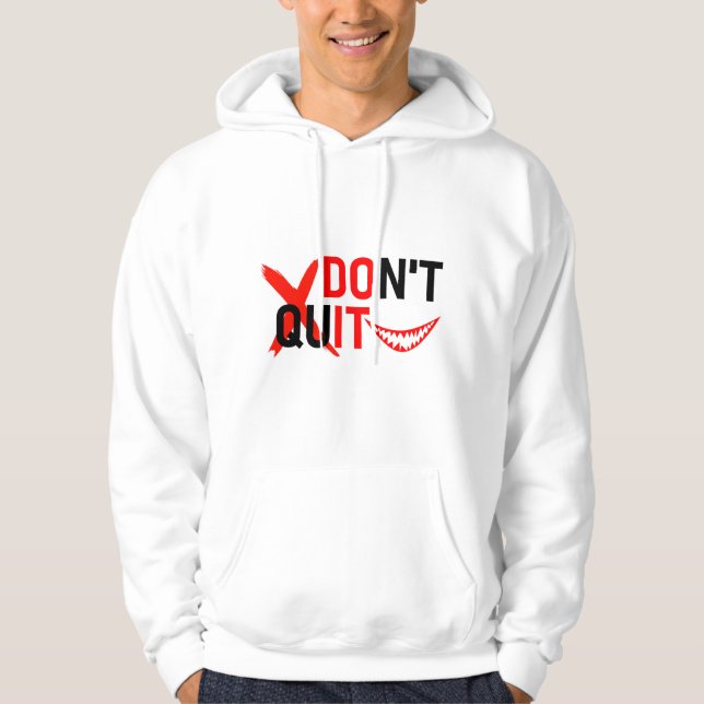 DON'T QUIT – Bold Red Motivation Design Hoodie (Front)