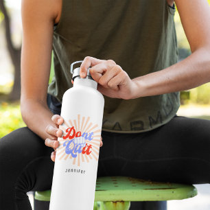 Don't Quit Do It Motivational Orange Purple Retro Water Bottle