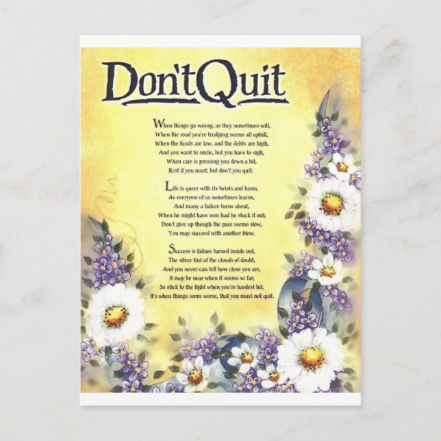 Don't Quit=Inspiring Words of Wisdom Postcard (Front)
