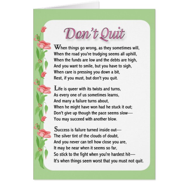 Don't Quit Poem (Front)