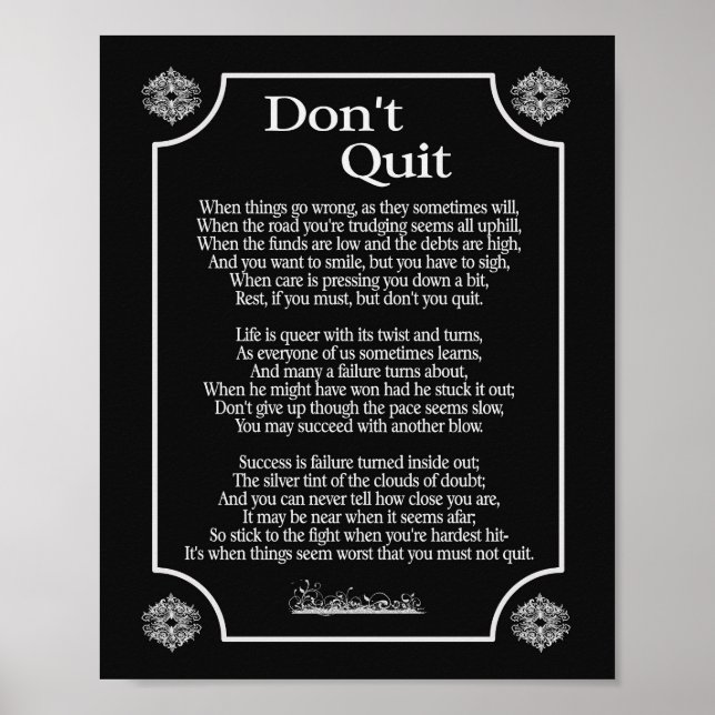 Don't Quit Poem -- 8 x 10 print (Front)