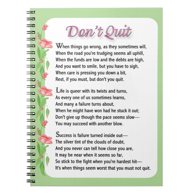 Don't Quit Poem Notebook (Front)