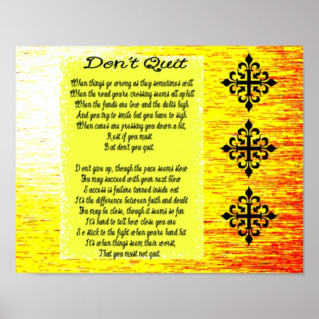 Don't Quit poem Poster (Front)