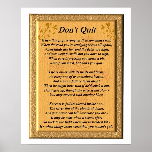 Don't Quit Poem - Poster (Front)