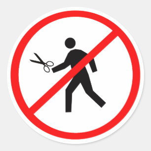 Don't run with scissors! classic round sticker