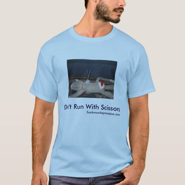 Don't Run With Scissors-Joe Sock Monkey T-Shirt (Front)