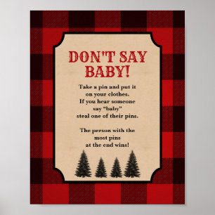Don't Say Baby Diaper Pin Lumberjack Sign