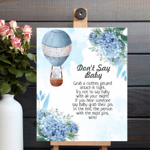 Don't say baby Elephant Hot Air Balloon Hydrangea Poster