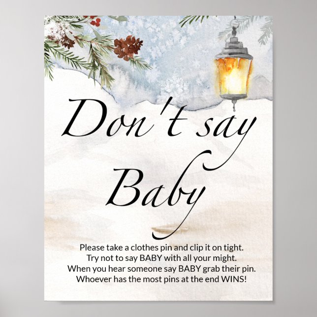  Don't say baby Evergreen baby shower Poster (Front)