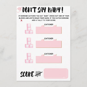Dont Say 'Baby' Game for Baby Showers Enclosure Card